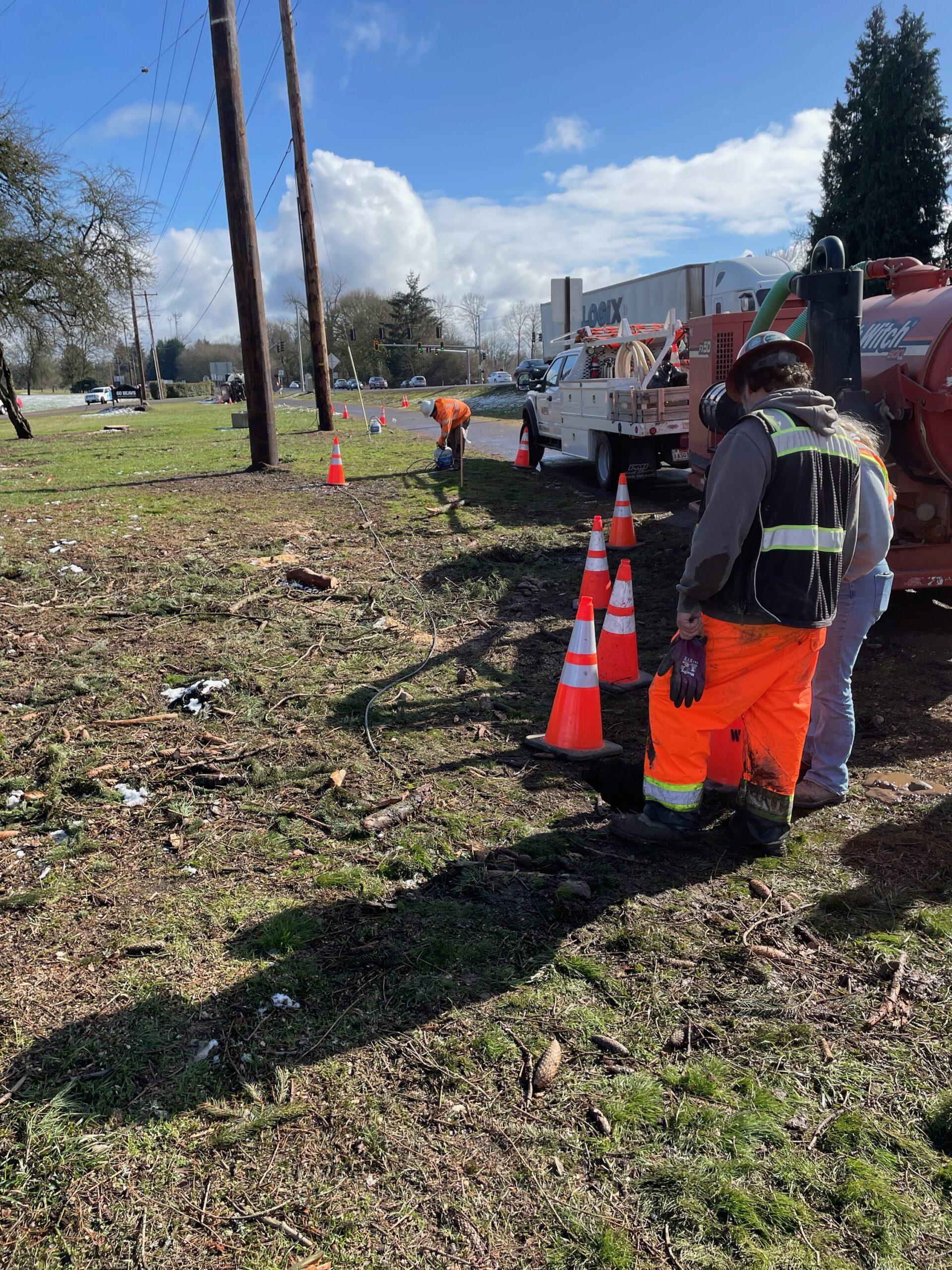 Comcast technicians work.