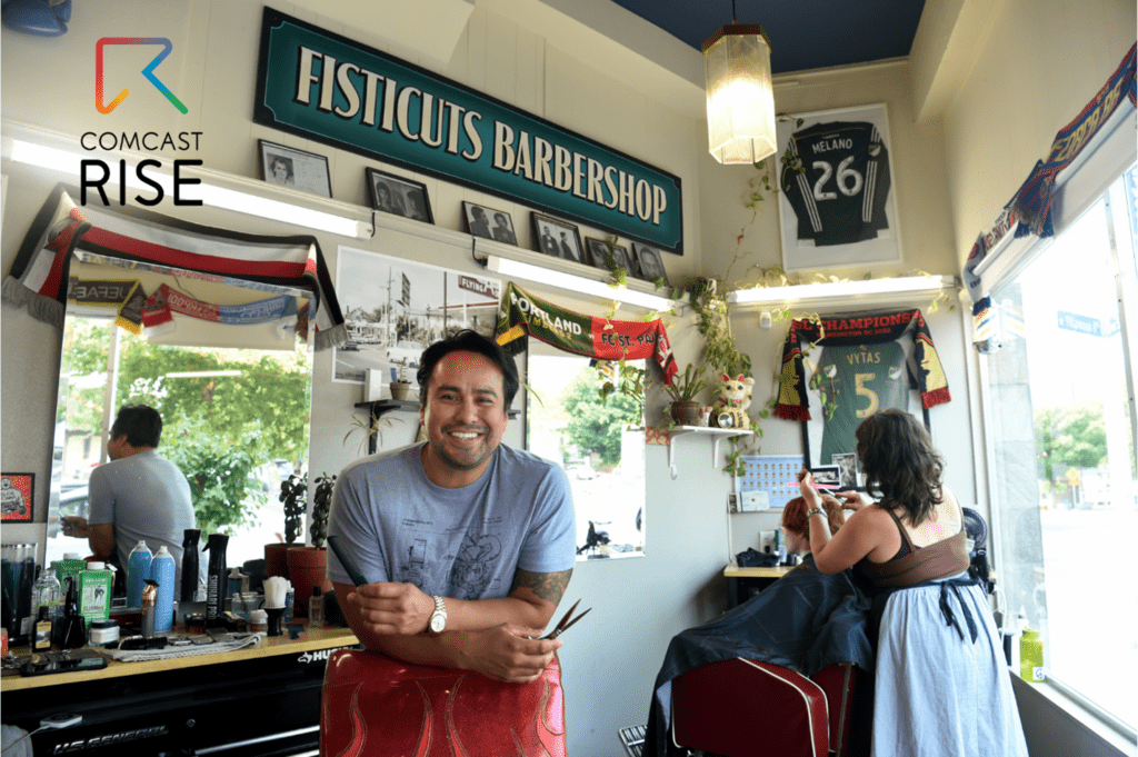 A man in a barber shop.